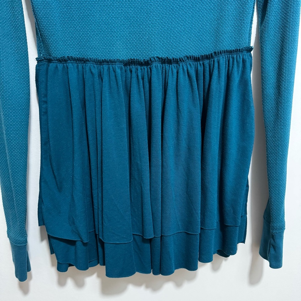 Free People Y2K Thermal Waffle Knit Lace Babydoll Top - Picture 7 of 11